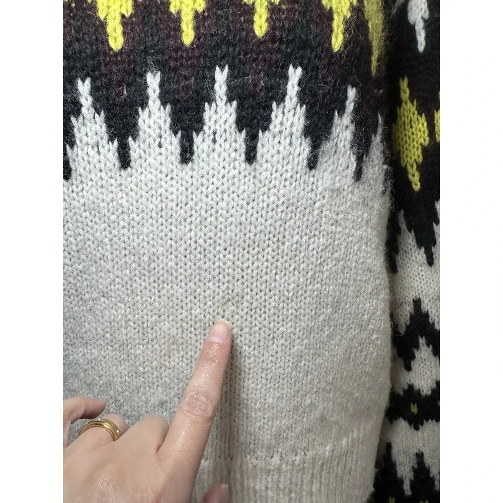 A.L.C. Women's SMALL Badgley‎ Alpaca Wool Blend Fair Isle Sweater Quiet Luxury